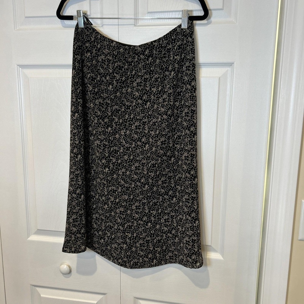 Vtg Coldwater Creek Womens Skirt Blouse Set 14 Black White Floral Silk Korea NWT - Picture 11 of 12
